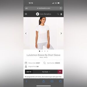 Lululemon Breeze By Short Sleeve
White / White